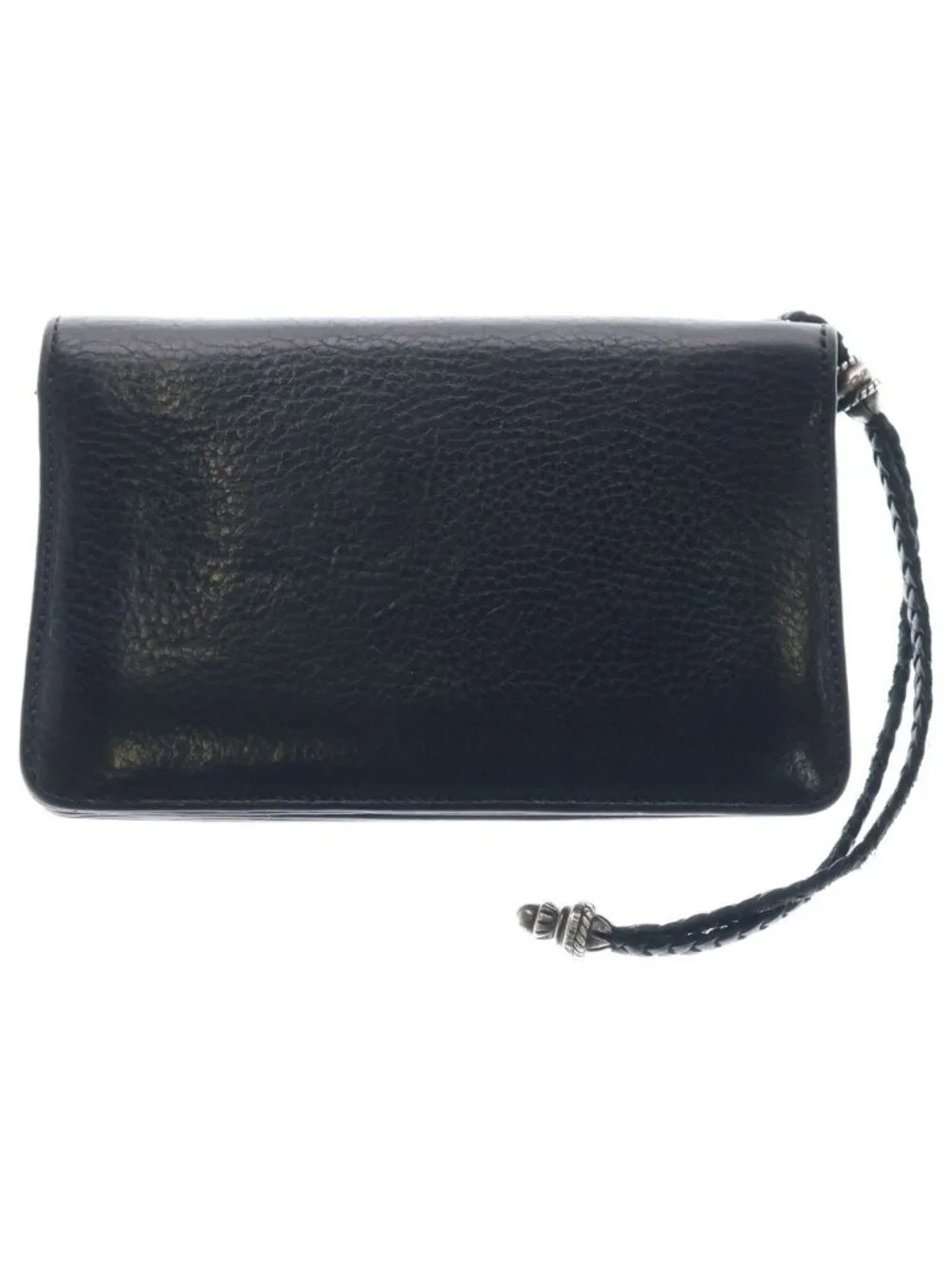Chrome Hearts Strap Cross Ball Button Leather Wallet Black